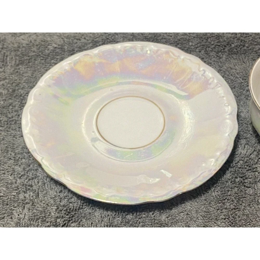 Iridescent Lusterware Tea Cup &‎ Saucer Made In Germany U.S. Zone Teacup